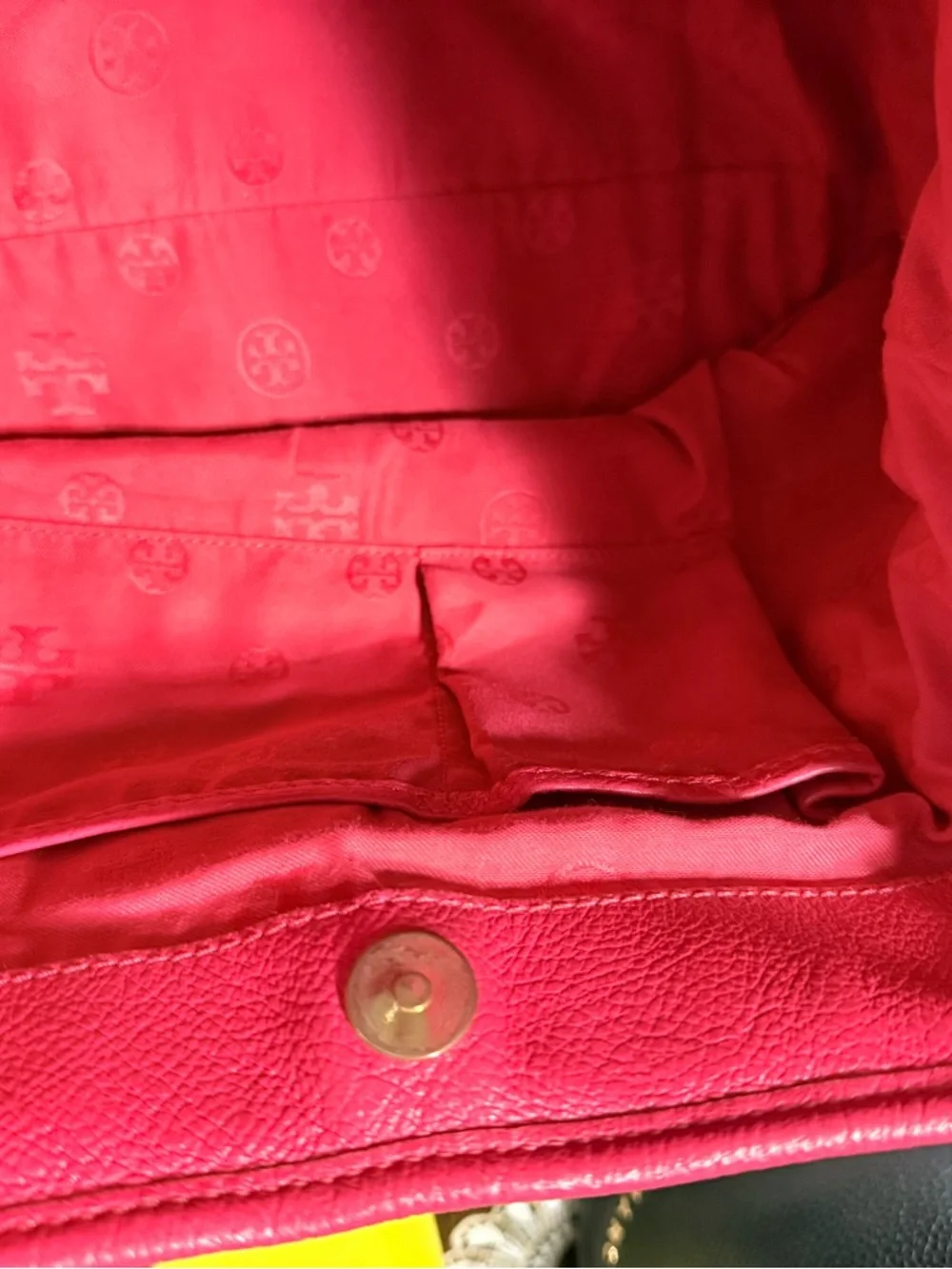 Tory Burch Pink Pebbled Leather Tote with Logo Medallion